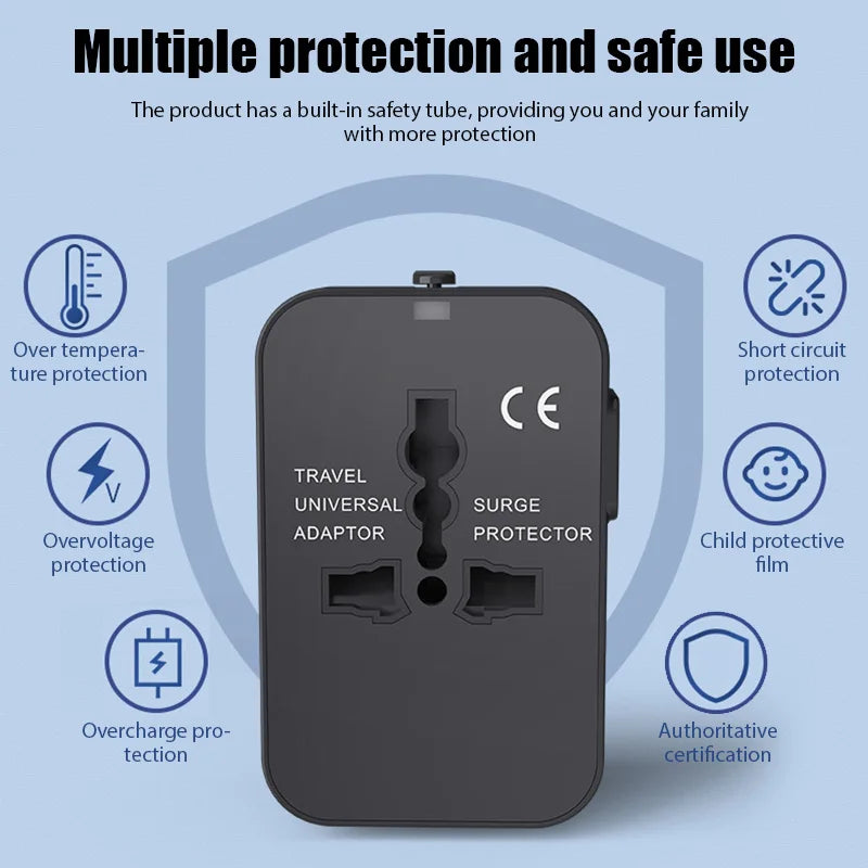 Global Universal Conversion Travel Plug USB Sockets EU US AC Power