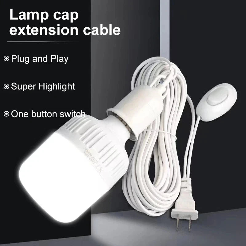 5/10m Lamp Bases Universal With Switch Led Bulb Socket Adapter E27