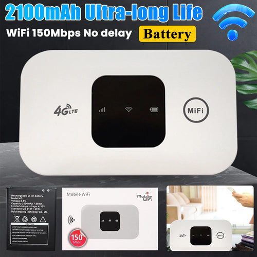 4G Lte Router Wireless Wifi 2100mAh Mobile Hotspot with SIM Card Slot