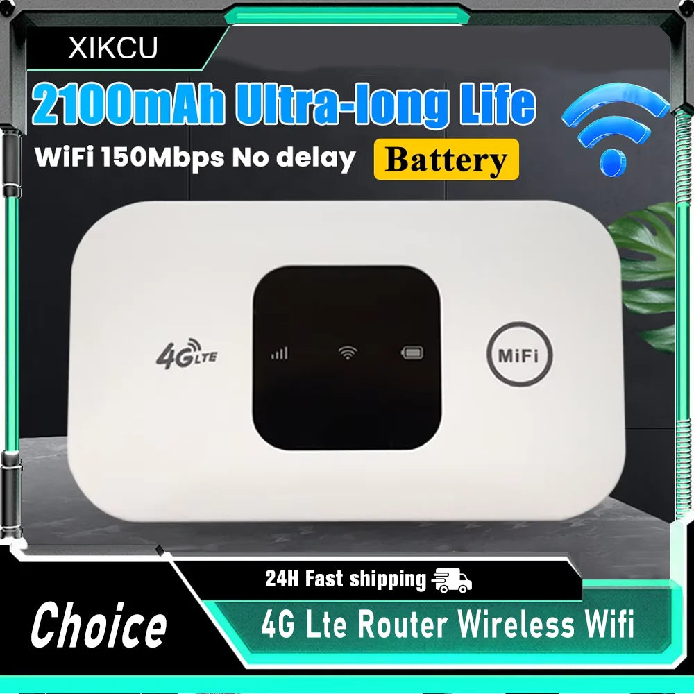 4G Lte Router Wireless Wifi 2100mAh Mobile Hotspot with SIM Card Slot