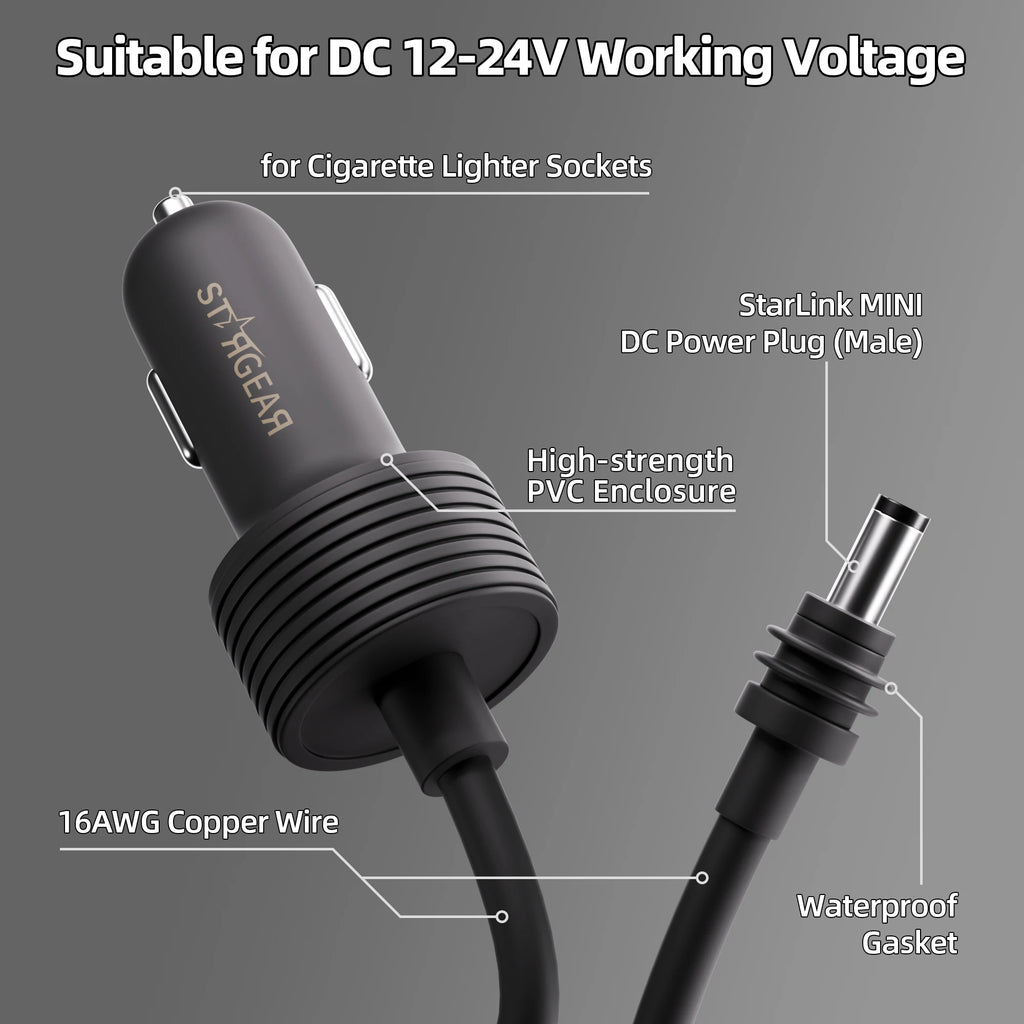 Starlink Mini Power Cable Cigarette Lighter Adapter Car Charger