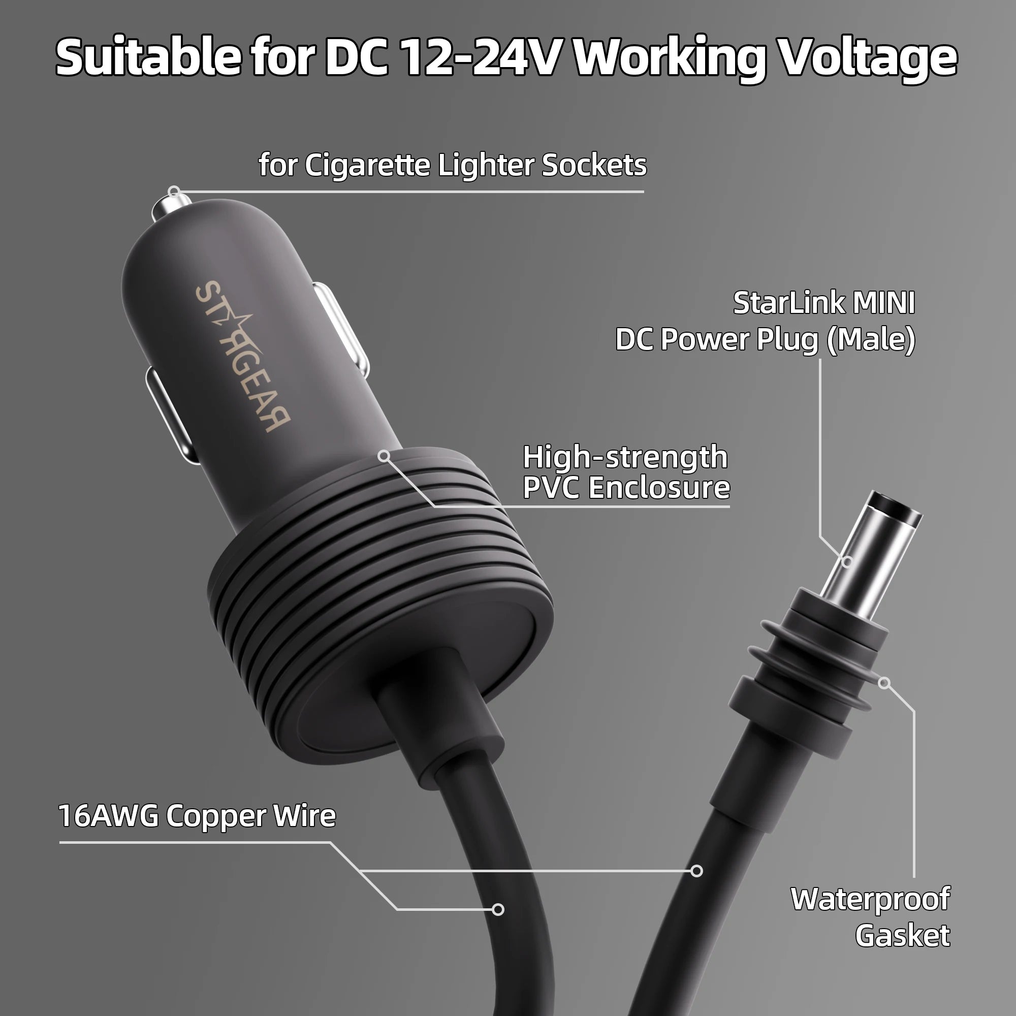 Starlink Mini Power Cable Cigarette Lighter Adapter Car Charger