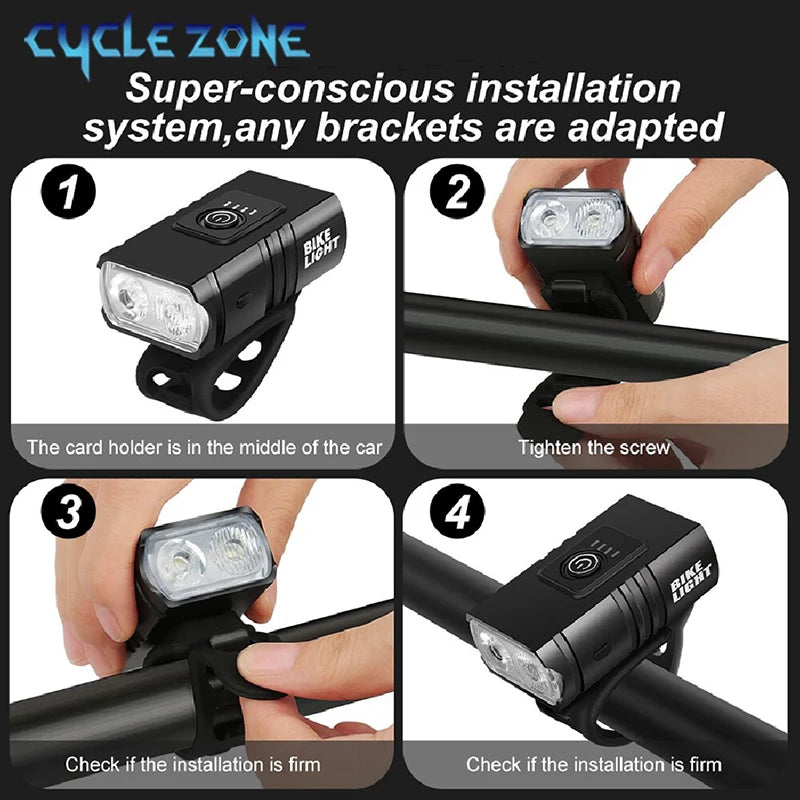 T6 LED Bike Front Light Bicycle Headlight Rechargeable Bright MTB Road