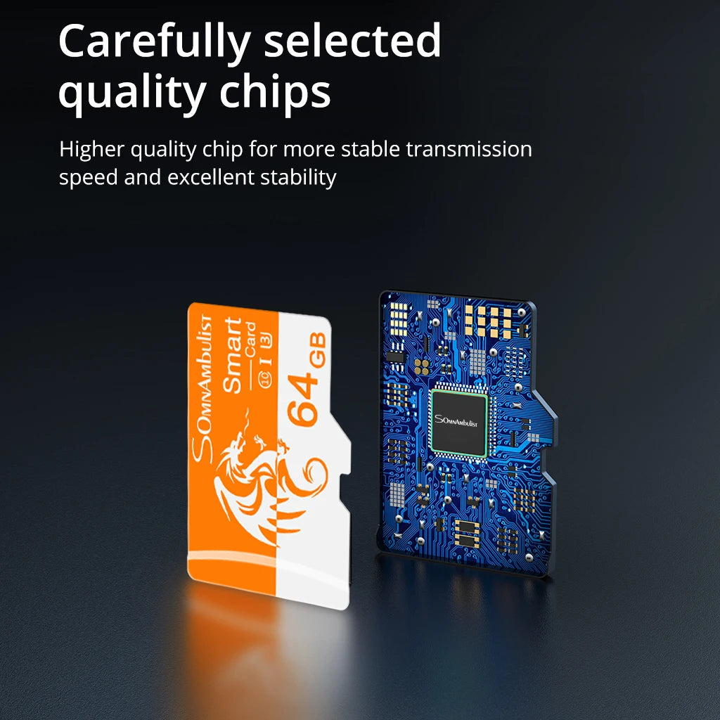 SomnAmbulist Memory Card 64GB High Speed Mini TF Card C10 U3 A1 for