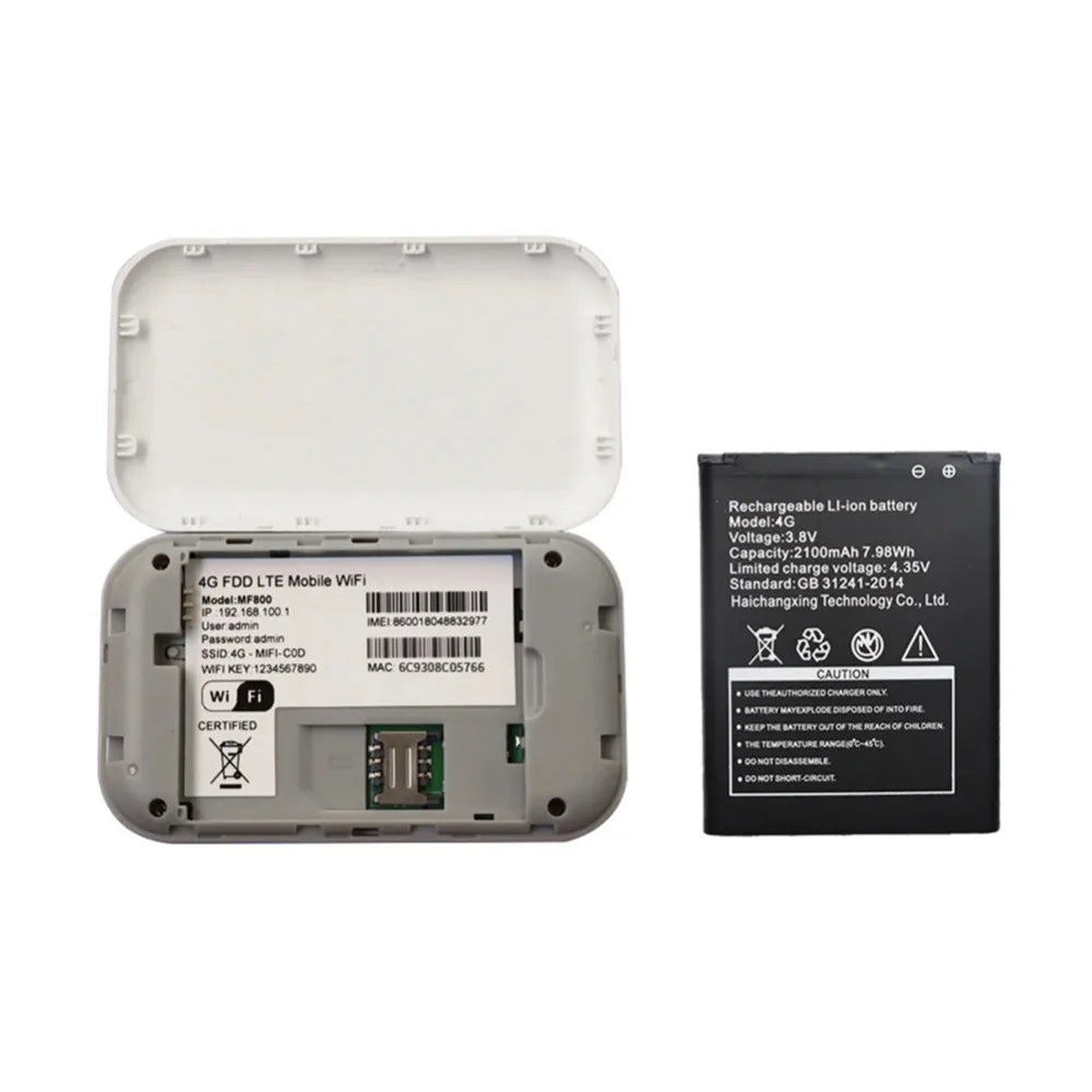 4G Lte Router Wireless Wifi 2100mAh Mobile Hotspot with SIM Card Slot