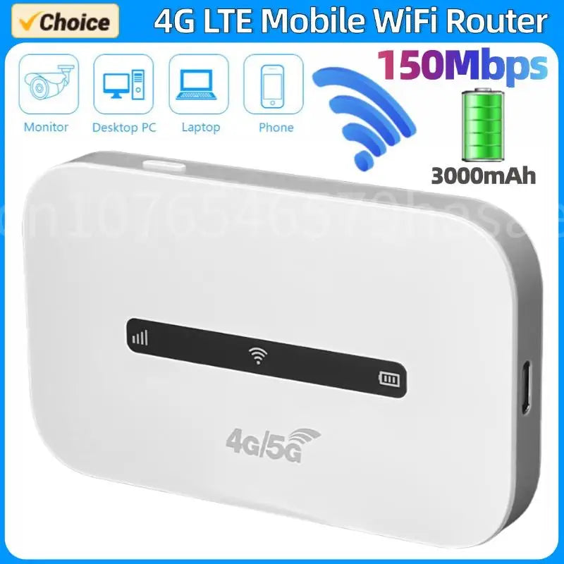 4G LTE Router Wireless WiFi 3000mAh Mobile Hotspot with SIM Card Slot