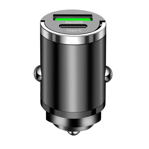 100W Mini Car Charger QC3.0 PD USB Type C Fast Charging For iPhone