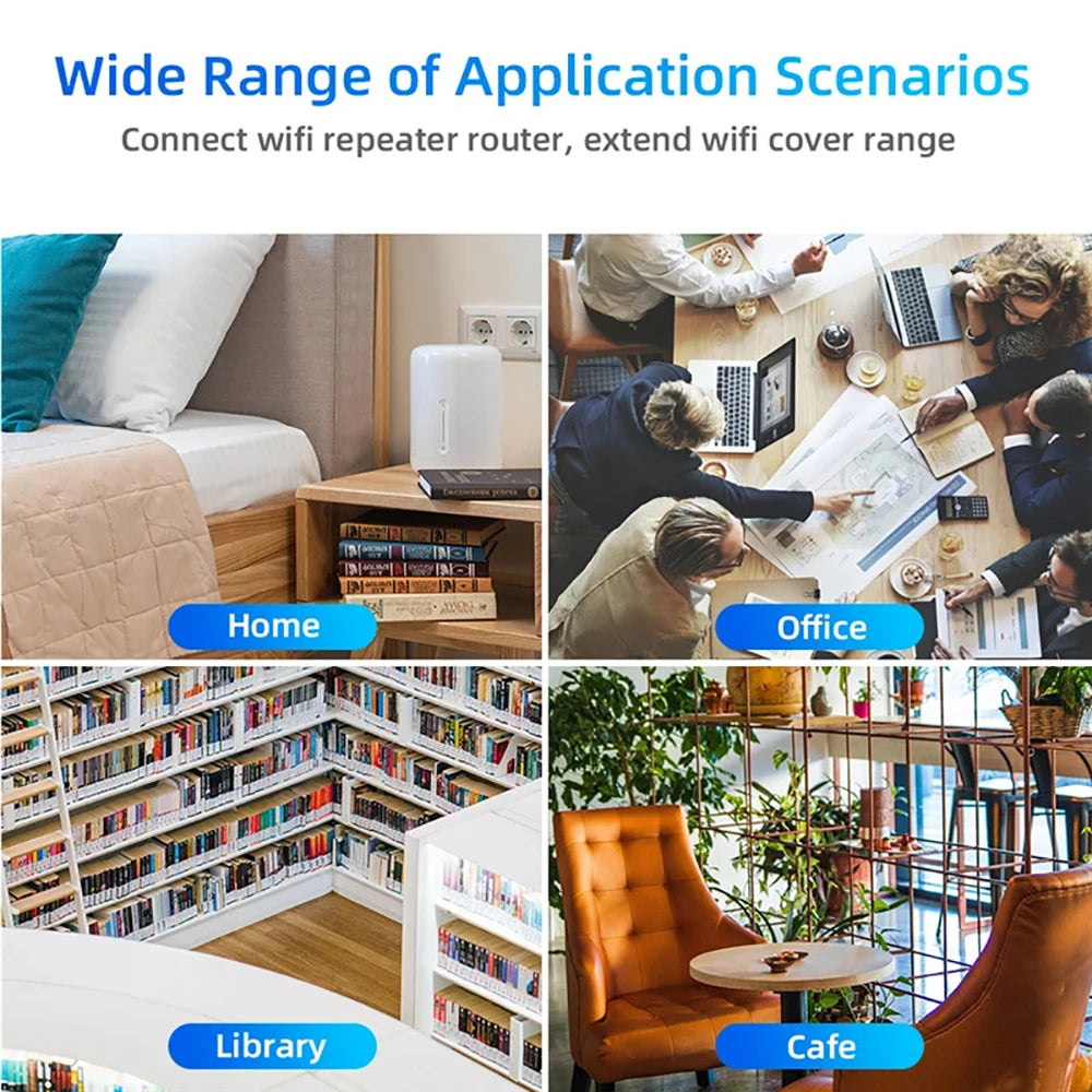 Kebidumei 1200Mbps WiFi Repeater 2.4G 5G Amplifier Home Office Network