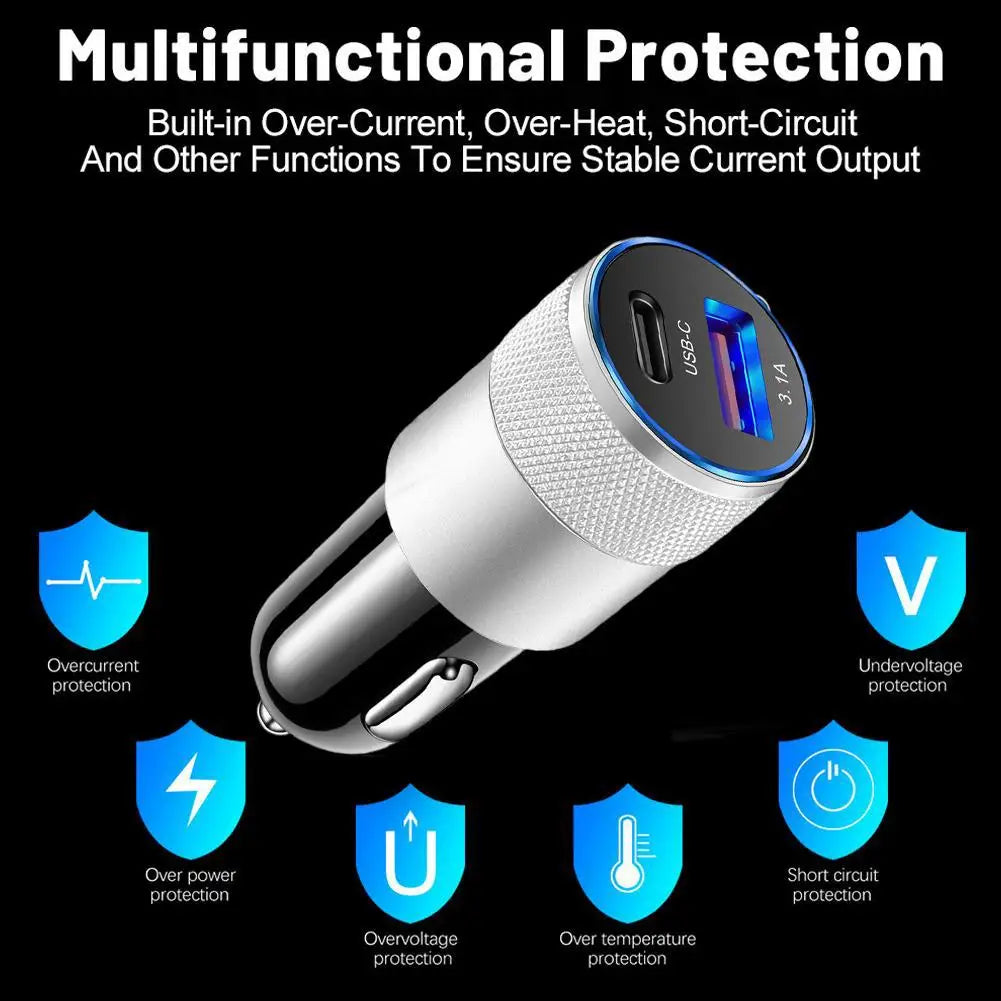 Mini Yet Powerful Car Charger - 3.1A USB & 38W PD Fast Charging