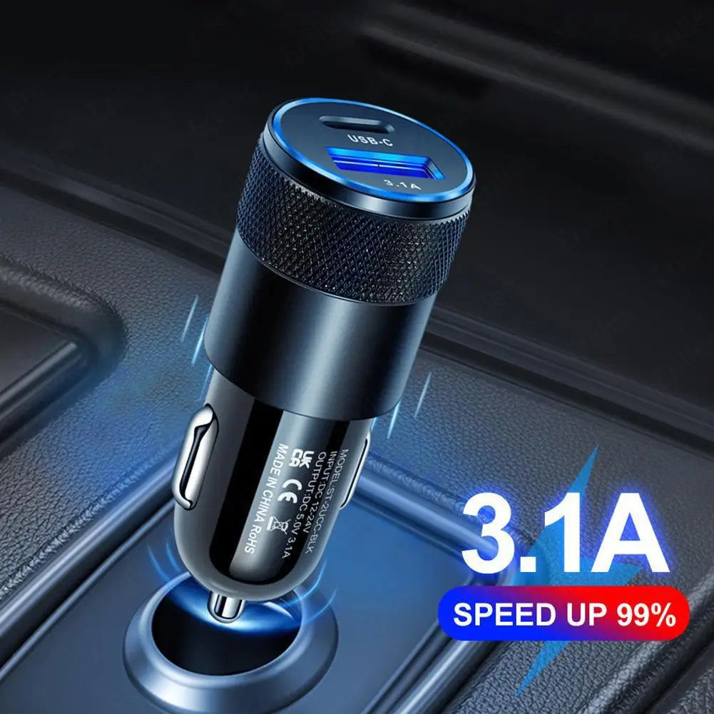 Mini Yet Powerful Car Charger - 3.1A USB & 38W PD Fast Charging