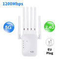 Kebidumei 1200Mbps WiFi Repeater 2.4G 5G Amplifier Home Office Network