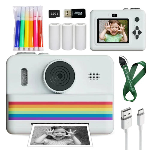 kids instants camera with 32GB memory card&color pencil, dual cameras,