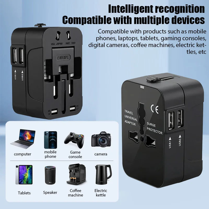 Global Universal Conversion Travel Plug USB Sockets EU US AC Power