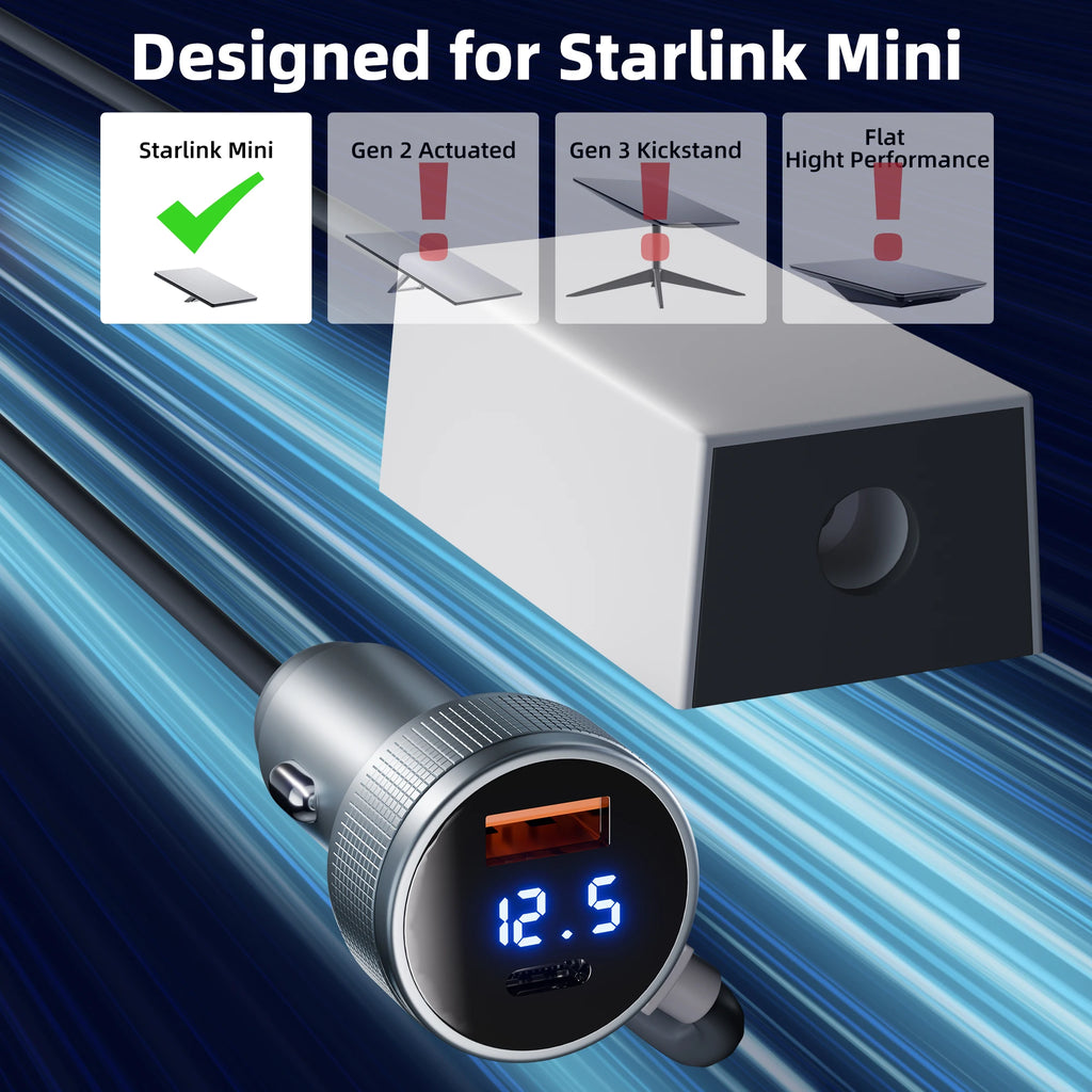 Starlink Mini Cigarette Lighter Adapter USB C 3 in 1 Starlink Mini