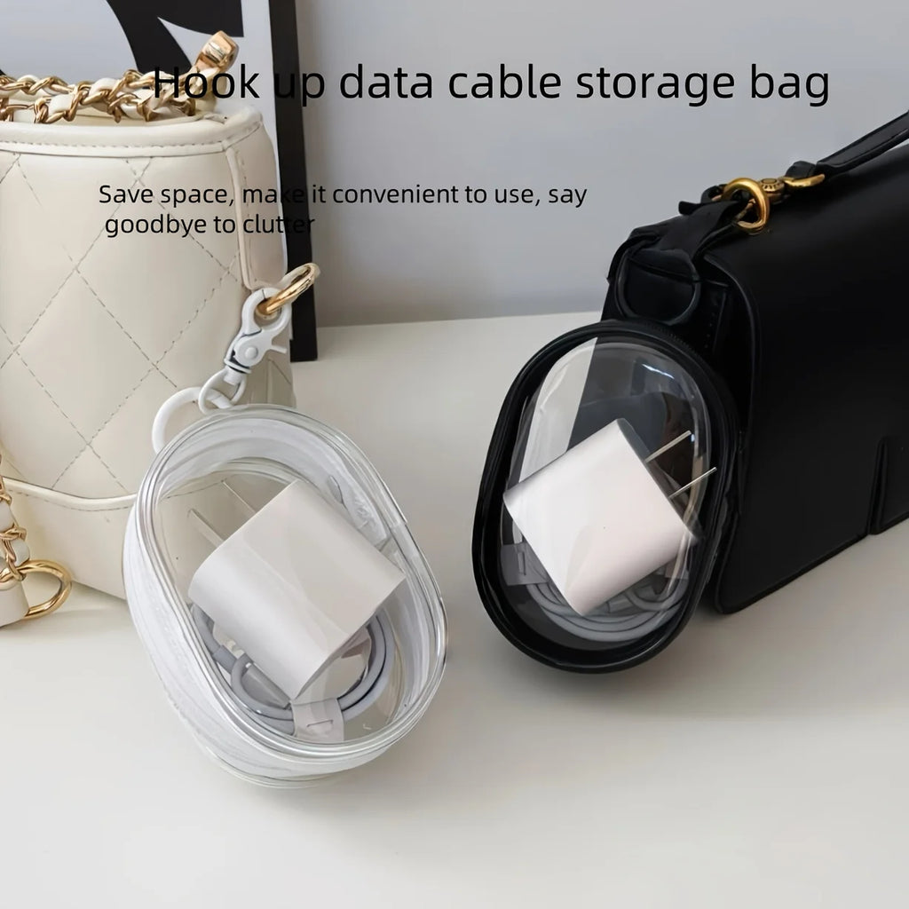 Portable Transparent Phone Charger and Earphone Storage Box,Compact