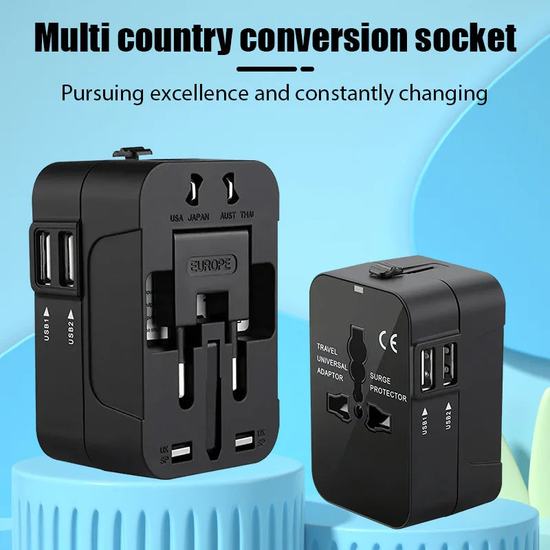 Global Universal Conversion Travel Plug USB Sockets EU US AC Power