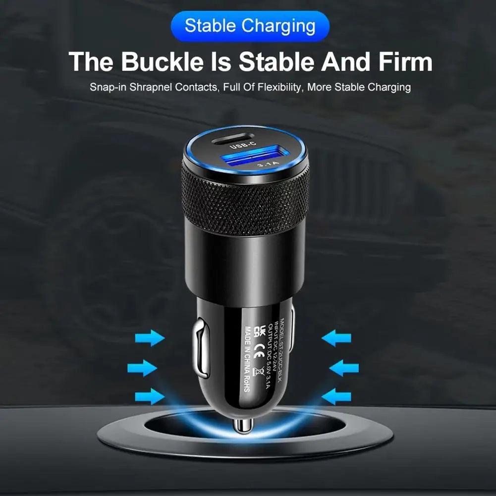 Mini Yet Powerful Car Charger - 3.1A USB & 38W PD Fast Charging
