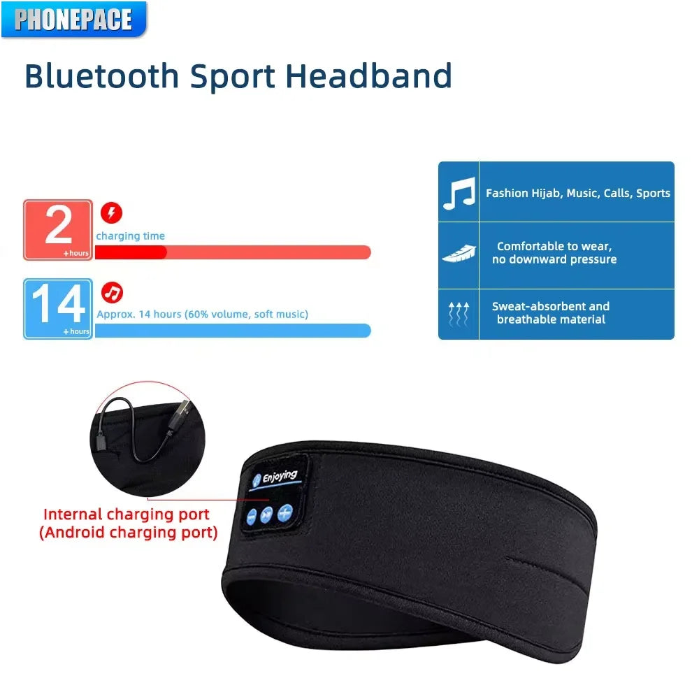 HOMEFISH BT Earphones Sports Sleeping Headband Elastic Wireless
