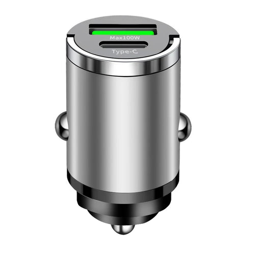 100W Mini Car Charger QC3.0 PD USB Type C Fast Charging For iPhone