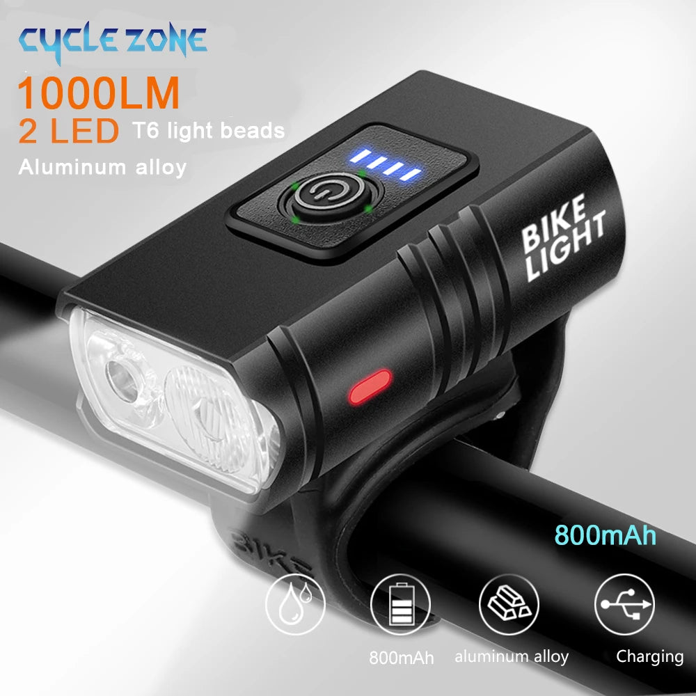 T6 LED Bike Front Light Bicycle Headlight Rechargeable Bright MTB Road