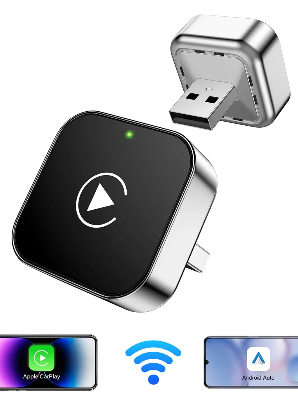 Pionray 2-in-1 Wireless CarPlay & Android Auto Adapter – AI Smart Box