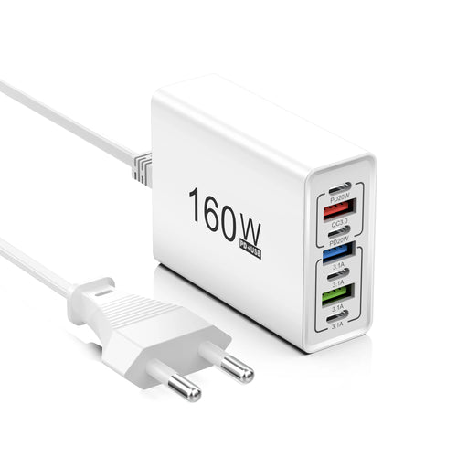 160W 7 Ports USB Charger USB Type C Wall Charger Adapter For Xiaomi
