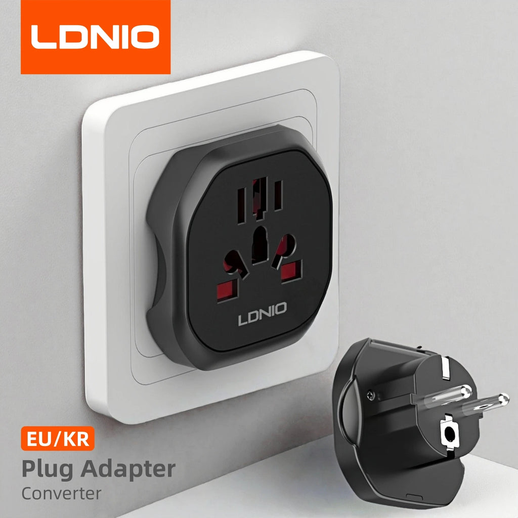 LDNIO Korea EU Plug Adapter 2500W Travel Adapter Converter High