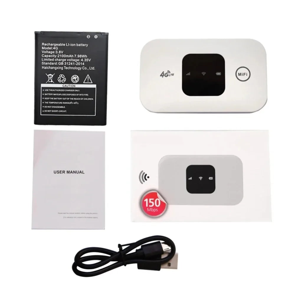 4G Lte Router Wireless Wifi 2100mAh Mobile Hotspot with SIM Card Slot