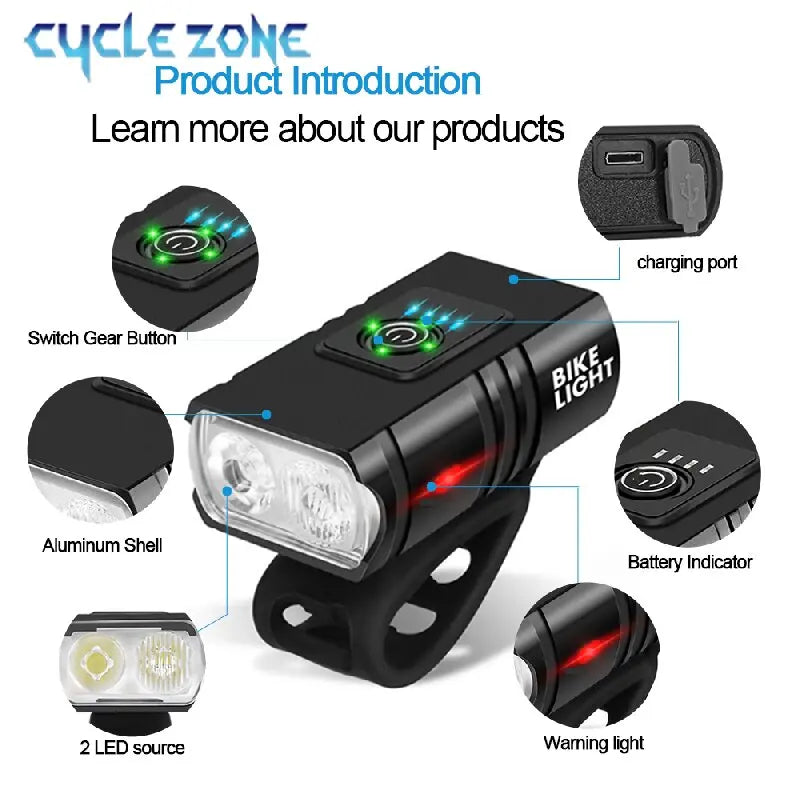 T6 LED Bike Front Light Bicycle Headlight Rechargeable Bright MTB Road