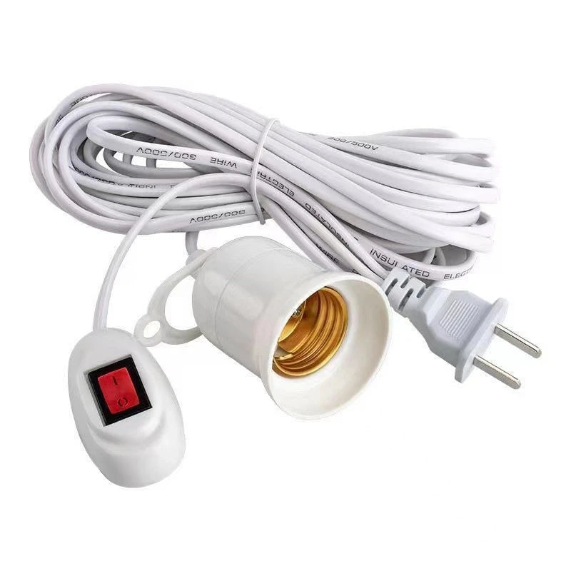 5/10m Lamp Bases Universal With Switch Led Bulb Socket Adapter E27