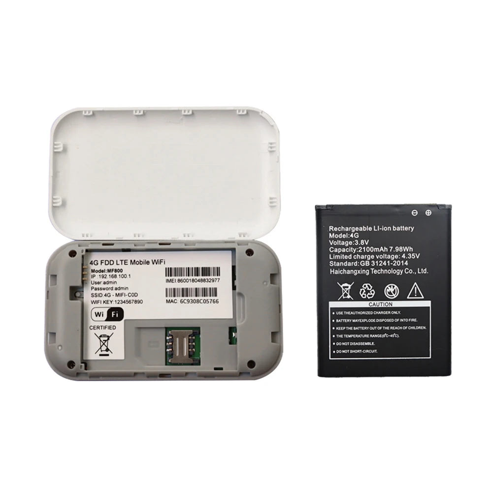 4G Lte Router Wireless Wifi 2100mAh Mobile Hotspot with SIM Card Slot