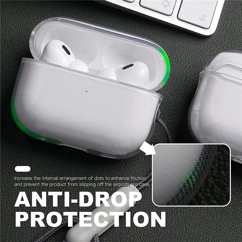 Clear Soft TPU Earphone Case with Lanyard Strap for Airpods Pro 2 2022