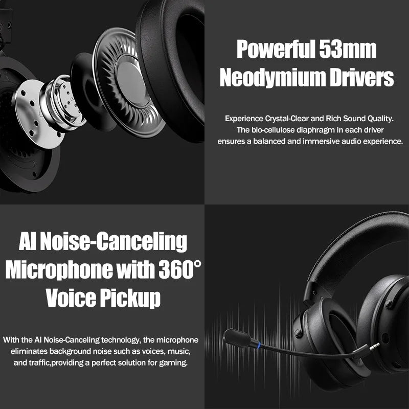 MCHOSE V9 pro E-Sports Headset with Microphone Tri-Mode Gaming USB