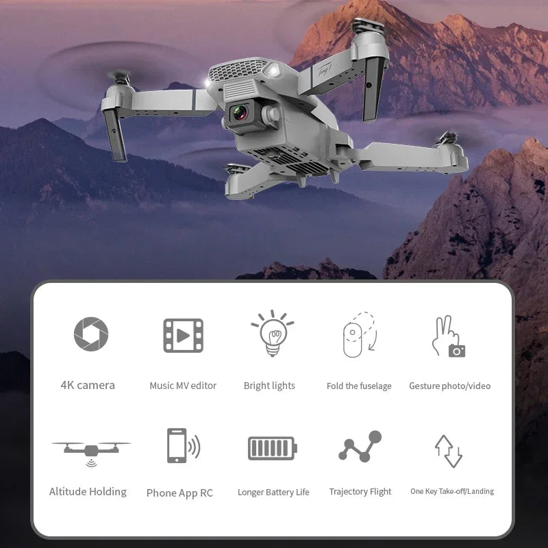 E88Pro4K DroneWiFi FPV HD Camera/Foldable RC Quadcopter/Altitude