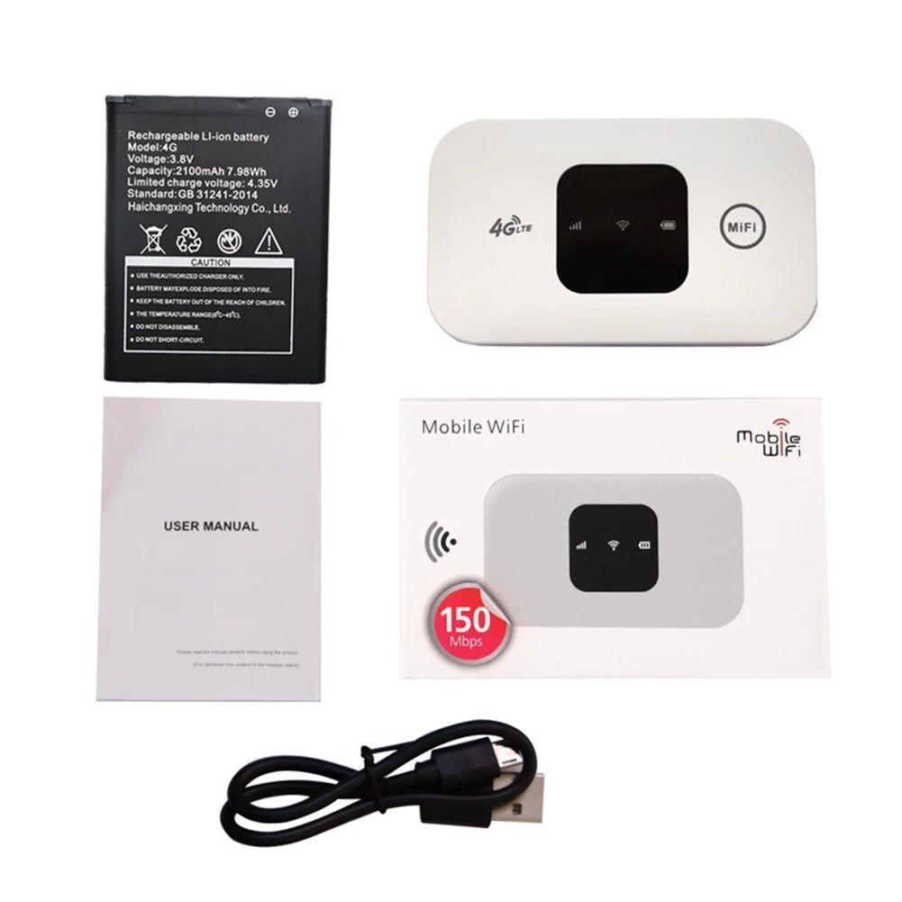 4G Lte Router Wireless Wifi 2100mAh Mobile Hotspot with SIM Card Slot