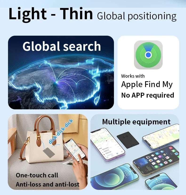 Thin GPS Locator Card Anti Loss GPS Tracking Smart Mini Tag Bluetooth